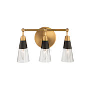 Kalco Ponti 3 Light 14" Wide Bathroom Vanity Light Matte Black / New Brass