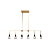 Kalco Ponti 6 Light 41" Wide Linear Chandelier Matte Black / New Brass