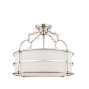 Kalco Carson 5 Light 18" Wide Semi-Flush Drum Ceiling Fixture Polished Nickel