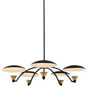 Kalco Redding 5 Light 31" Wide LED Chandelier Matte Black / White / Brass
