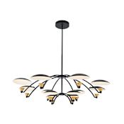 Kalco Redding 12 Light 45" Wide LED Chandelier Matte Black / White / Brass