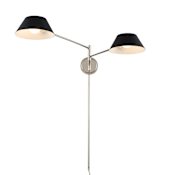 Kalco Bruno 2 Light 5" Tall Wall Sconce Matte Black / Polished Nickel