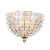 Kalco Samal 3 Light 16" Wide Flush Mount Bowl Ceiling Fixture with Capiz Shell Shade Oxidized Gold Leaf