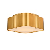 Kalco Lotus 3 Light 14" Wide Flush Mount Square Ceiling Fixture Winter Brass
