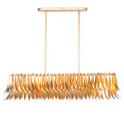Kalco Grace 5 Light 44" Wide Abstract Linear Chandelier New Gold