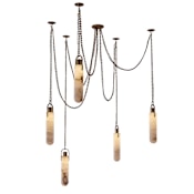 Kalco Flint 5 Light 38" Wide LED Multi Light Pendant Winter Brass
