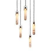 Kalco Flint Additions 24" Wide LED Multi Light Pendant with Alabaster Shades Winter Brass