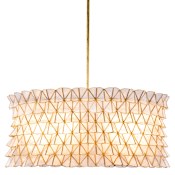 Kalco Flair 6 Light 30" Wide Pendant with Capiz Shell Shade Oxidized Gold Leaf