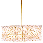 Kalco Flair 8 Light 34" Wide Pendant with Capiz Shell Shade Oxidized Gold Leaf
