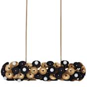 Kalco Damask 24 Light 48" Wide Linear Chandelier Black / Vintage Brass