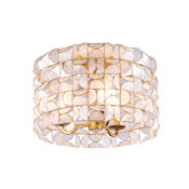Kalco Crescent 3 Light 17" Wide Flush Mount Drum Ceiling Fixture with Capiz Shell Shade Oxidized Gold Leaf