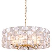 Kalco Crescent 6 Light 28" Wide Pendant with Capiz Shell Shade Oxidized Gold Leaf