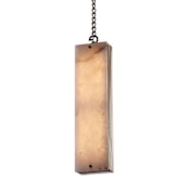 Kalco Vertical 5" Wide LED Mini Pendant with Alabaster Shade Winter Brass