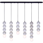 Kalco Pearls 6 Light 50" Wide Linear Pendant with Capiz Shell Shades Matte Black