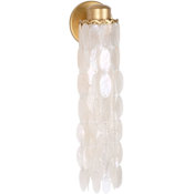 Kalco Edgy 20" Tall LED Wall Sconce with Hanging Capiz Shells Oxidized Gold Leaf