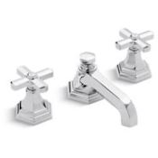 Kallista For Town by Smith 1.2 GPM Widespread Bathroom Faucet with Low Spout, Cross Handle, and Pop-Up Drain Assembly Polished Chrome