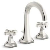 Kallista For Town by Smith 1.2 GPM Widespread Bathroom Faucet with Tall Spout, Cross Handle, and Pop-Up Drain Assembly Nickel Silver