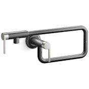 Kallista Juxtapose 3.2 GPM Wall Mounted Single Hole Pot Filler Brushed Graphite / Stainless Accents