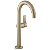 Kallista One 1.2 GPM Vessel Single Hole Bathroom Faucet with Pop-Up Drain Assembly Brushed French Gold