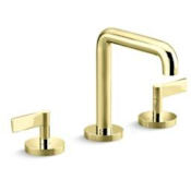 Kallista One 1.2 GPM Widespread Bathroom Faucet with Lever Handles Unlacquered Brass