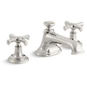 Kallista Bellis 1.2 GPM Widespread Bathroom Faucet with Noble Spout, Cross Handles, and Pop-Up Drain Assembly Nickel Silver
