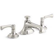 Kallista Bellis 1.2 GPM Widespread Bathroom Faucet with Noble Spout, Lever Handles, and Pop-Up Drain Assembly Nickel Silver