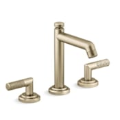 Kallista Pinna Paletta by LK 1.2 GPM Widespread Bathroom Faucet with Tall Spout and Pop-Up Drain Assembly Brushed French Gold with Brushed French Gold Accents
