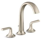 Kallista Script Deck Mounted Roman Tub Filler with Diverter and Lever Handles Brushed Bronze
