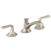 Kallista Script Widespread Low Spout Bathroom Faucet with Lever Handles Brushed Bronze