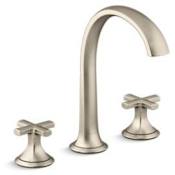 Kallista Script Widespread Arch Spout Bathroom Faucet with Cross Handles Brushed Bronze