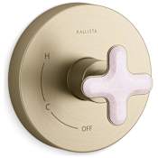 Kallista 002 Single Function Pressure Balanced Valve Trim Only - Less Rough In with Rose Quartz Cross Handle Brushed French Gold