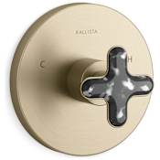 Kallista 002 Thermostatic Valve Trim Only - Less Rough In with Zebra Jasper Cross Handle Brushed French Gold