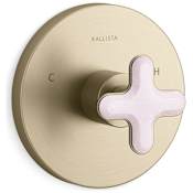 Kallista 002 Thermostatic Valve Trim Only - Less Rough In with Rose Quartz Cross Handle Brushed French Gold