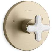 Kallista 002 Thermostatic Valve Trim Only - Less Rough In with White Carrara Cross Handle Brushed French Gold