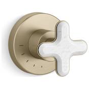 Kallista 002 Thermostatic Volume Control Valve Trim Only - Less Rough In, White Carrara Brushed French Gold