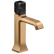 Kallista Bezel 1.2 GPM Single Hole Bathroom Faucet with Nero Marquina Handle Blush Brass