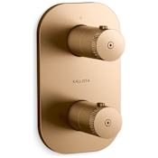 Kallista Aileron Two Function Thermostatic Valve Trim Only with Dual Knob Handles and Integrated Diverter - Less Rough In Blush Brass