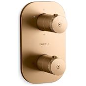 Kallista Aileron Three Function Thermostatic Valve Trim Only with Dual Knob Handles and Integrated Diverter - Less Rough In Blush Brass