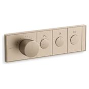 Kallista Foundations Three Function Thermostatic Valve Trim Only with Single Knob Handle and Integrated Diverter Brushed Bronze