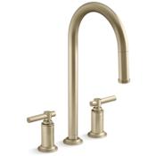 Kallista Central Park West 1.8 GPM Widespread Pull Down Kitchen Faucet Brushed French Gold