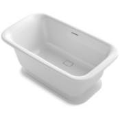 Kallista Per Se 62" Free Standing Stone Composite Soaking Tub with Center Drain, Drain Assembly, and Overflow White