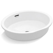 Kallista Undermount Centric Oval Bathroom Sink with Overflow and Glazed Exterior Stucco White