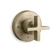 Kallista One Cross Handle Volume Control Valve Trim - Less Rough In Brushed French Gold