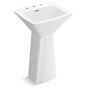 Kallista Papion 22-1/2" Cast Stone Lavatory Pedestal Sink with Pedestal Stucco White