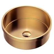 Karran USA Cinox 15" Circular Stainless Steel Drop In Bathroom Sink Brushed Copper