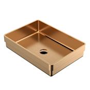Karran USA Cinox 20" Rectangular Stainless Steel Drop In Bathroom Sink Brushed Copper