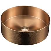 Karran USA Cinox 15" Circular Stainless Steel Vessel Bathroom Sink Brushed Copper