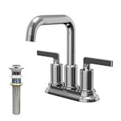 Karran USA Gillingham 1.2 GPM Centerset Bathroom Faucet with Push Pop-Up Drain Assembly Chrome