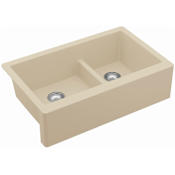 Karran USA Quartz QA 34" Farmhouse Double Basin Quartz Composite Kitchen Sink Bisque