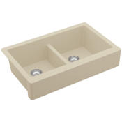 Karran USA Quartz QAR 34" Farmhouse Double Basin Quartz Composite Kitchen Sink Bisque